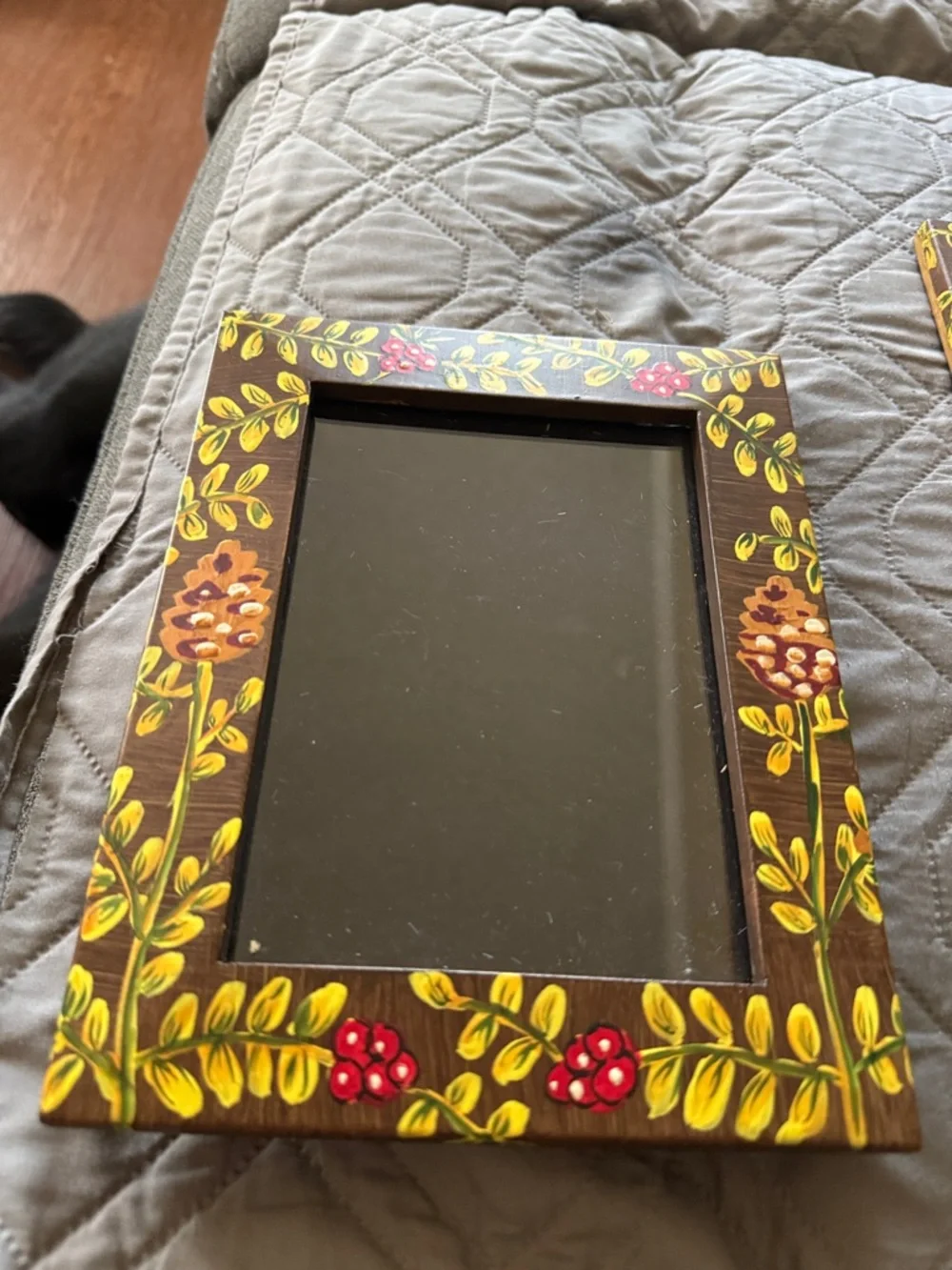 Hand-Painted Pinecone & Berry Wall Frame - Brown